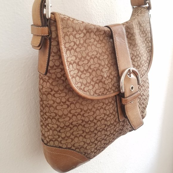 Coach Model 6376 Tan Canvas & Leather Crossbody - Picture 1 of 11